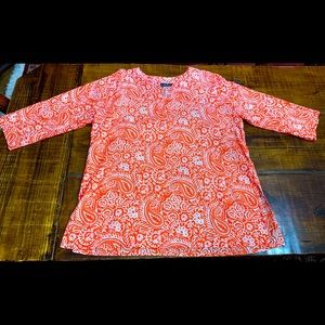 100% cotton tunic, size XXL Bright orange & white